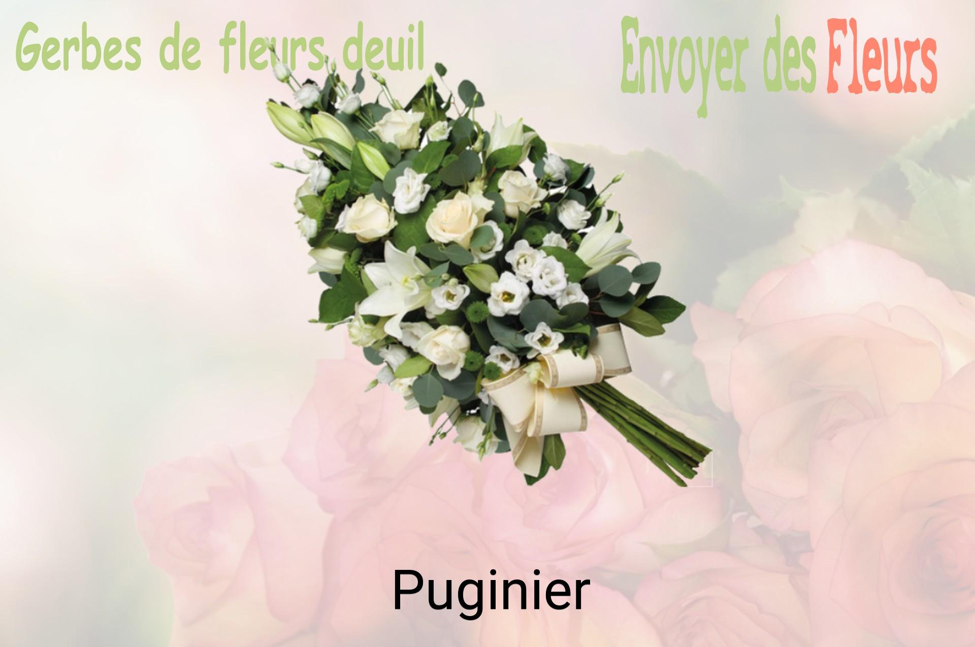 Gerbe de fleurs de deuil livrée à Puginier